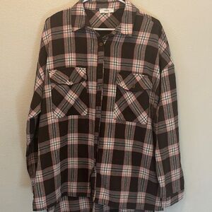 entro Pink and Brown Plaid Shirt